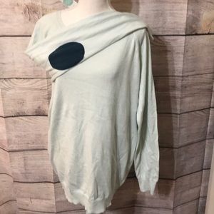 NWT mint and teal elbow patch sweater
